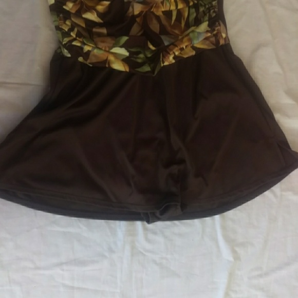 Swim brown tank dress padded with splits - Picture 4 of 8